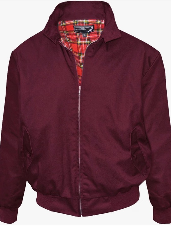 Knightsbridge Other - Men's Burgundy Bomber Jacket with Tartan Lining